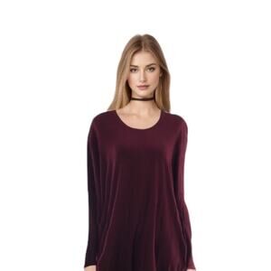 Bryn Walker Siro Rayon Burgundy Long Sleeve Tunic Top